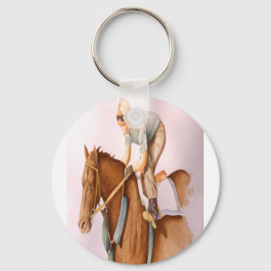 Race Horse and Jockey Key Ring