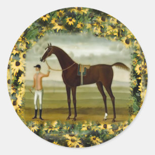 Race horse and jockey sticker