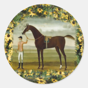 Race horse and jockey sticker