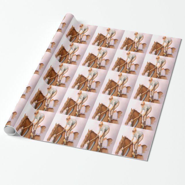 Race Horse and Jockey Wrapping Paper (Unrolled)