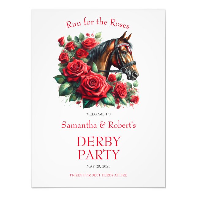 Race Horse Derby Party Welcome Sign (Front)