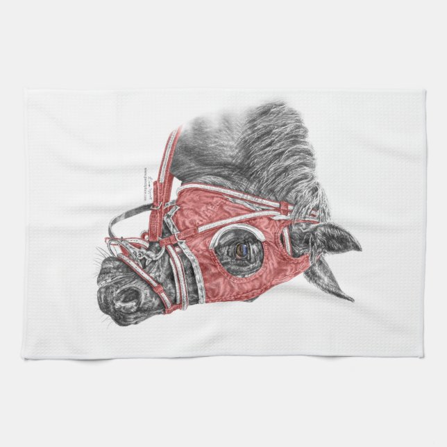 Race Horse Portrait Silks Tea Towel (Horizontal)