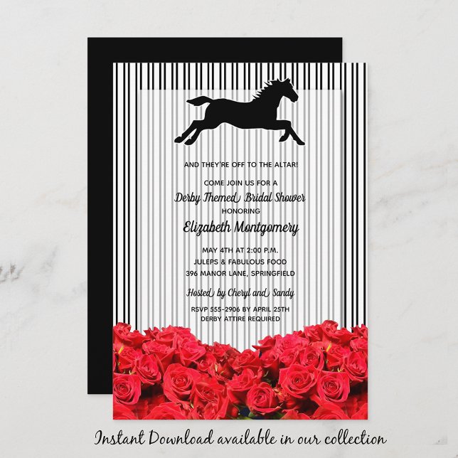Race Horse Roses Derby Bridal Shower (INSTANT DOWNLOAD available in our collection to send your invites digitally.)