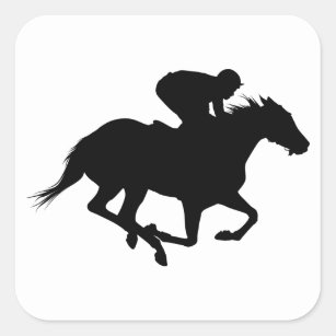 Race Horse Silhouette Square Sticker