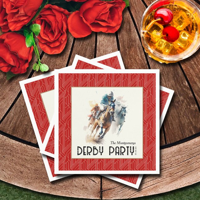 Race Horses Derby Party Red Napkin (Race Horses Derby Party Red Napkins)
