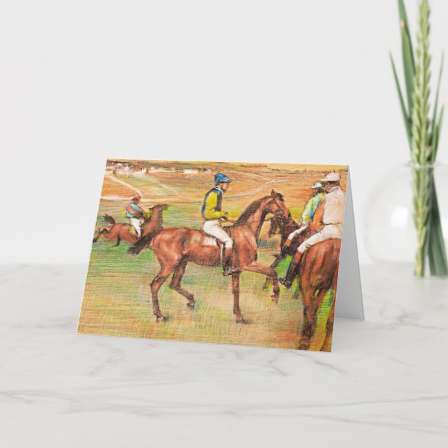 Race Horses, famous painting by Edgar Degas  Holiday Card (Front)