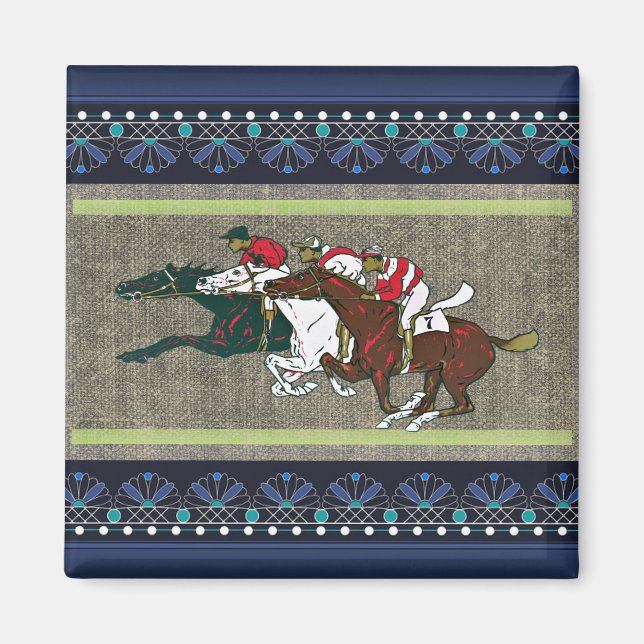 Race Horses Fridge Magnet (Front)