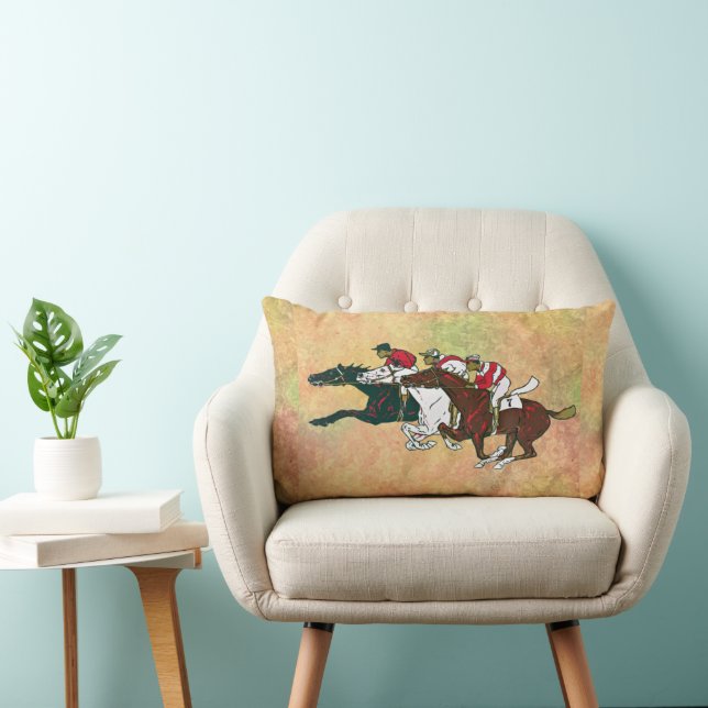 Race Horses Lumbar Pillow (Chair)