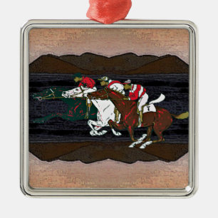 Race Horses Metal Tree Decoration