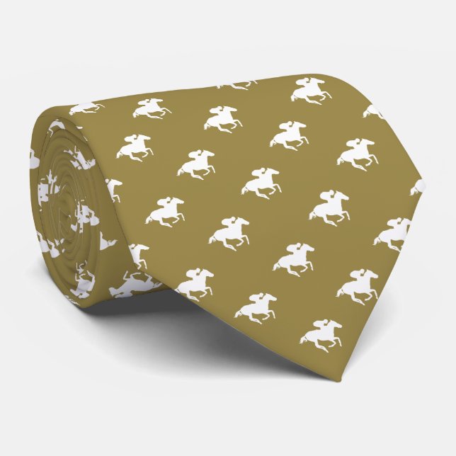 Race Horses Pattern | Graphic Gold Tie (Rolled)