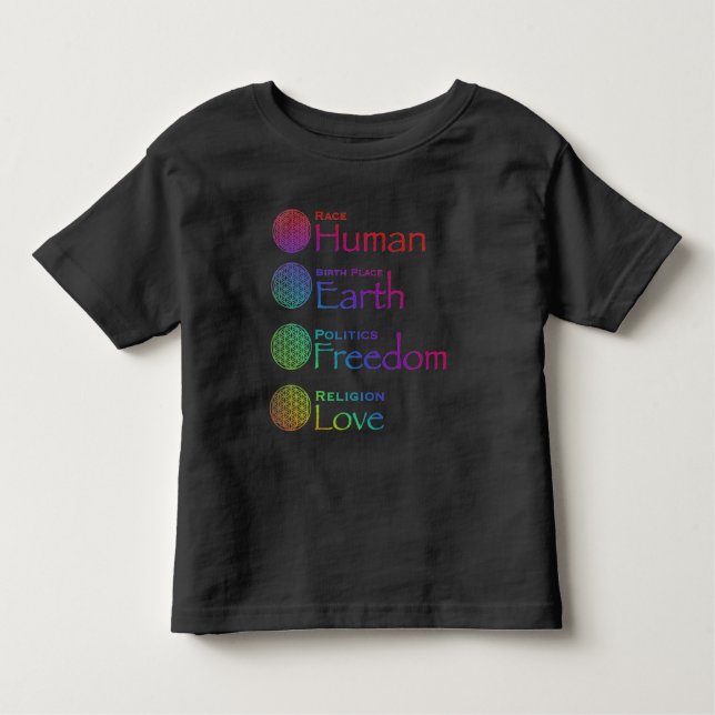 Race: Human Birthplace: Earth Politics: Freedom   Toddler T-Shirt (Front)