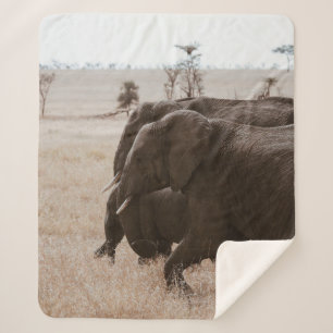 RACE OF ELEPHANTS SHERPA BLANKET