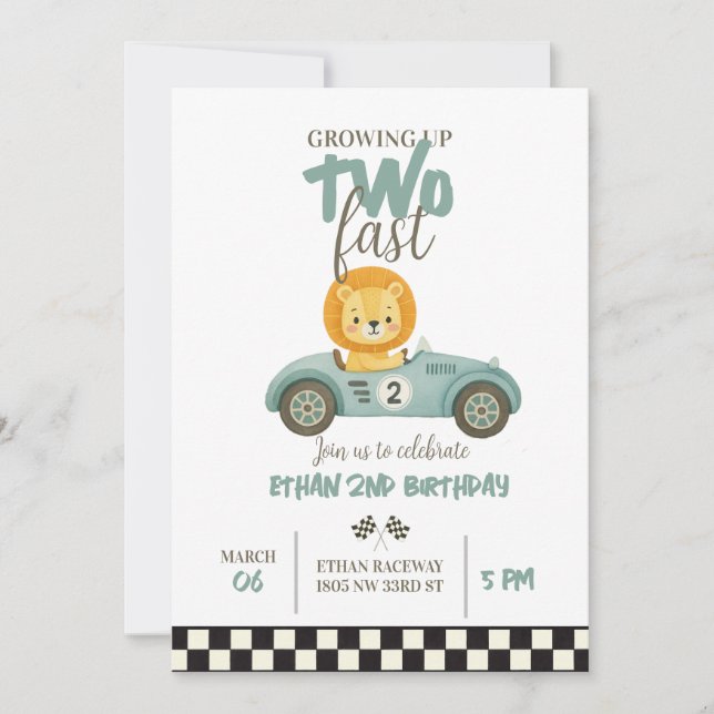 Race On Over – Car-Themed Birthday Invite (Front)