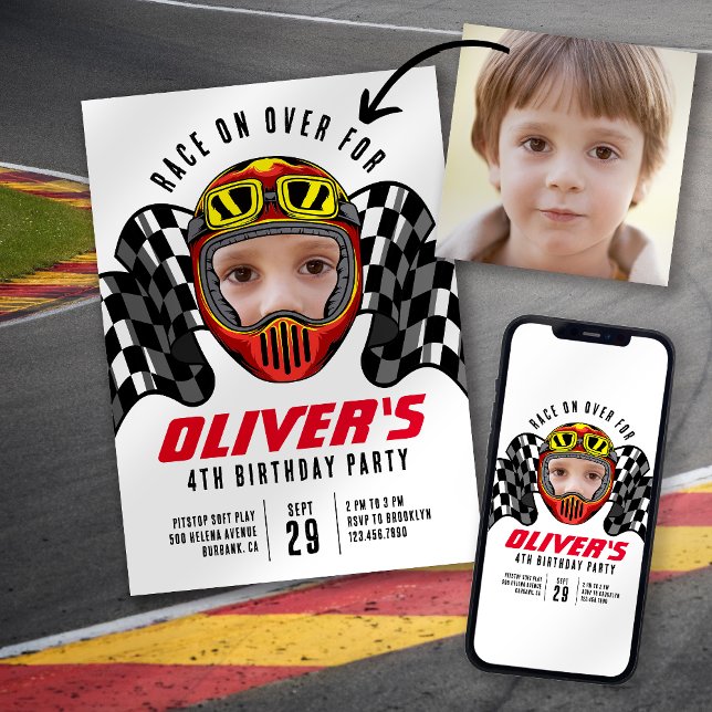Race on Over Photo Birthday Party Invitation (Creator Uploaded)
