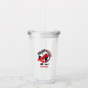 Race On Over Red Race Car Any Age Birthday Acrylic Tumbler