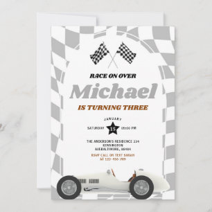 Race on Over Retro 70's Race Car Any Age Birthday Invitation
