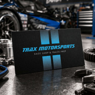 Race Shop Racing Stripes Black/Blue Business Card