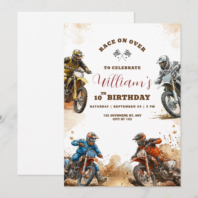 Race Theme Kids Birthday Invitation (Front/Back)