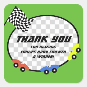 Race Time Baby Shower Square Sticker