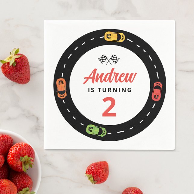 Race Track Cars Boys 2nd Birthday  Napkin (Creator Uploaded)