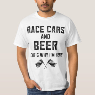 Race Track Checkered Flag Fast Cars Beer Race Day  T-Shirt