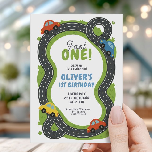 Race Track First Birthday Invitation (Creator Uploaded)