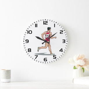 Race Walker Athlete Sports Runner in Motion Large Clock