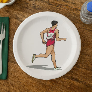 Race Walker Athlete Sports Runner in Motion Paper Plate