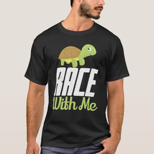 Race With Me Turtle Marathon Runner T-Shirt (Front)