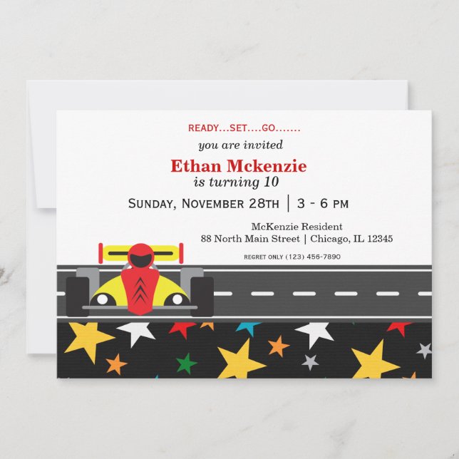 Racecar Birthday Invitation (Front)