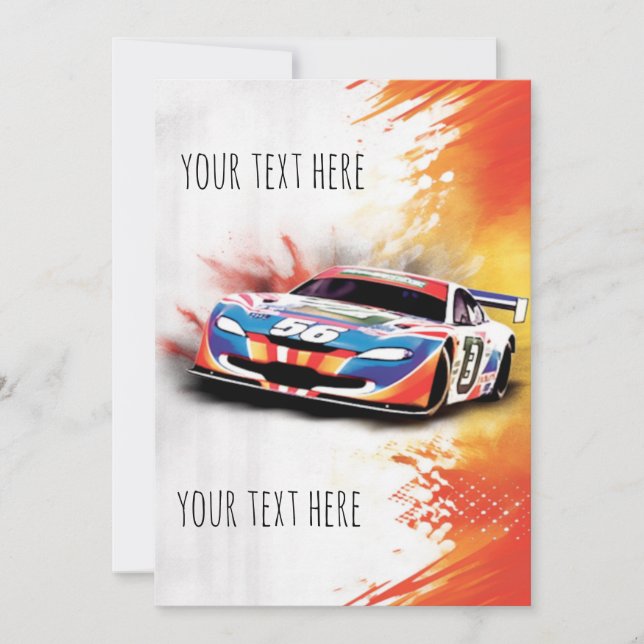 Racecar Birthday  Invitation (Front)