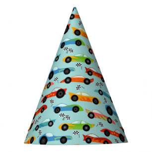 Racecar pattern car birthday party hat