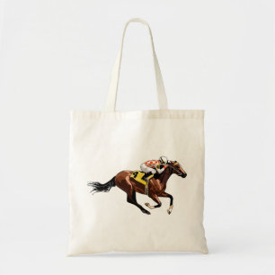 Racehorse and Jockey Tote Bag