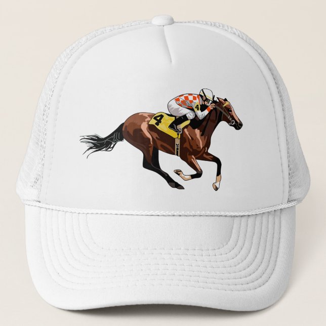 Racehorse and Jockey Trucker Hat (Front)