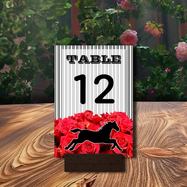 Racehorse and Roses Derby Party Table Number (Racehorse and Roses Derby Party Table Number Cards 3.5" x 5" - ultra thick cards or semi-gloss)
