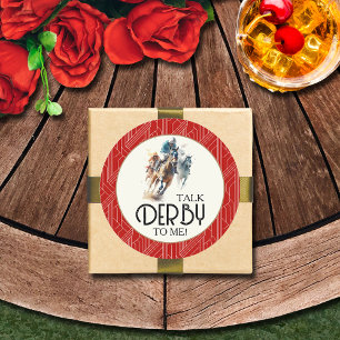 Racehorses and Jockeys Derby Red Classic Round Sticker