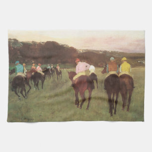 Racehorses at Longchamp by Edgar Degas Tea Towel