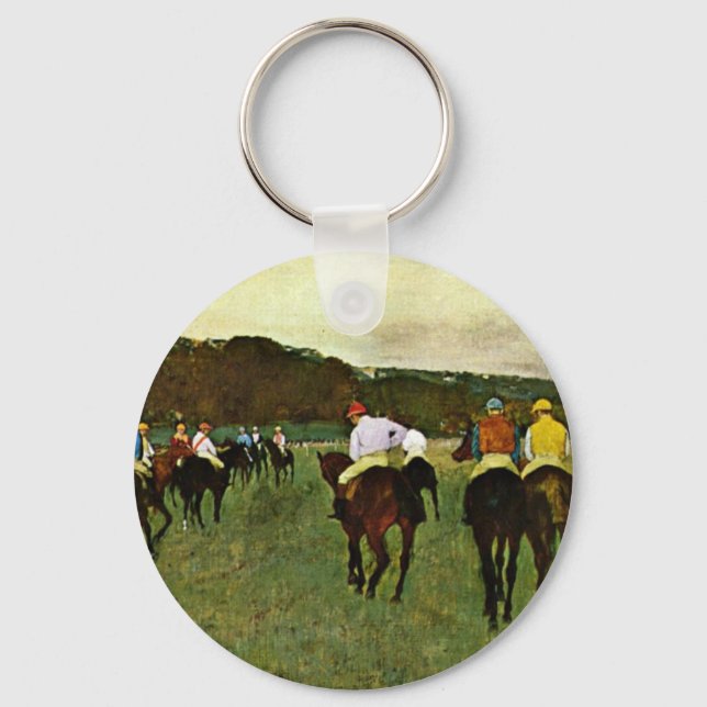 Racehorses In Longchamp By Edgar Degas Key Ring (Front)