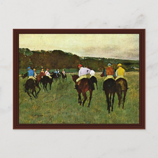 Racehorses In Longchamp By Edgar Degas Postcard (Front)