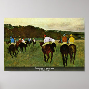 Racehorses In Longchamp By Edgar Degas Poster