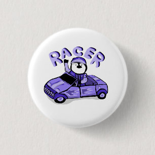 Racer Purple Penguin 3 Cm Round Badge