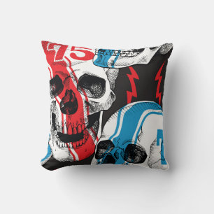 Racer Skull: Vintage Seamless Rebellion. Cushion