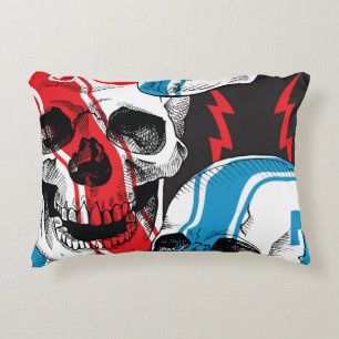 Racer Skull: Vintage Seamless Rebellion. Decorative Cushion
