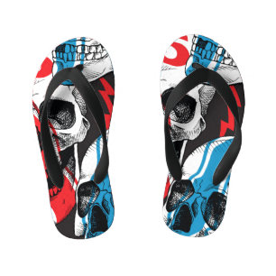 Racer Skull: Vintage Seamless Rebellion. Kid's Jandals