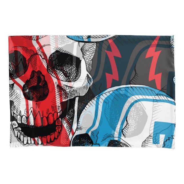 Racer Skull: Vintage Seamless Rebellion. Pillowcase (Front)