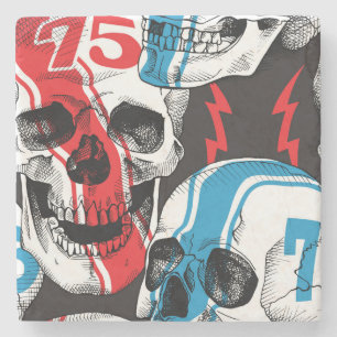 Racer Skull: Vintage Seamless Rebellion. Stone Coaster
