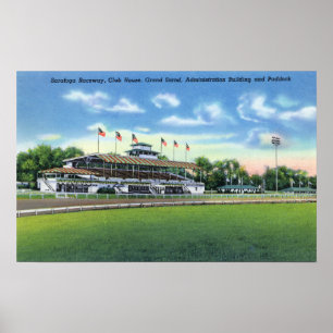 Raceway View of Grand Stand, Club House, Poster
