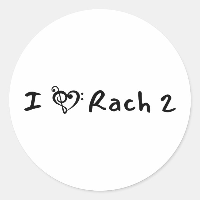Rach 2 Minimalist Black Text Classical Music Classic Round Sticker (Front)