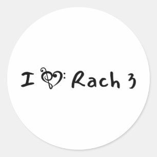 Rach 3 Minimalist Black Text Classical Music Classic Round Sticker