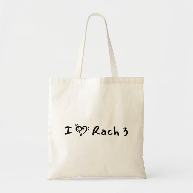 Rach 3 Minimalist Black Text Classical Music Tote Bag (Front)